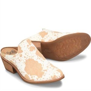 Sofft Ameera Calf Hair Clog Mule - Caramel/Ivory - Size 9.5 - New in Box
